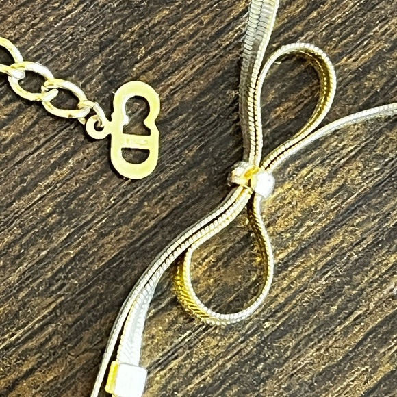 Dior: Gold Plated Bow Ribbon CD Choker Necklace - Picture 7 of 13